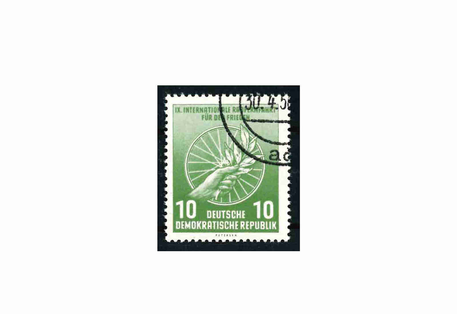 Briefmarke DDR Internationale Radfernfahrt Michel-Nr. 521 b gestempelt und geprüft
