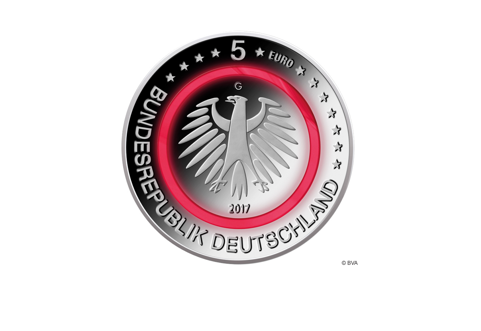 5 Euro 2017 Deutschland Tropische Zone mit rotem Polymerring st Prägestätte G
