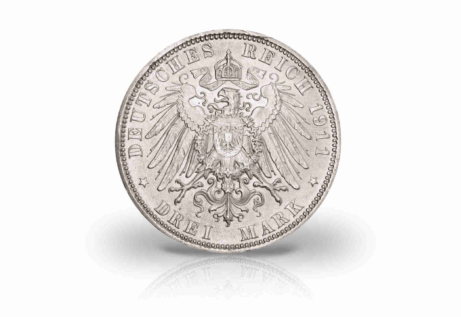 3 Mark 1911 Deutsches Kaiserreich Bayern Prinzregent Luitpold Jaeger-Nr. 49