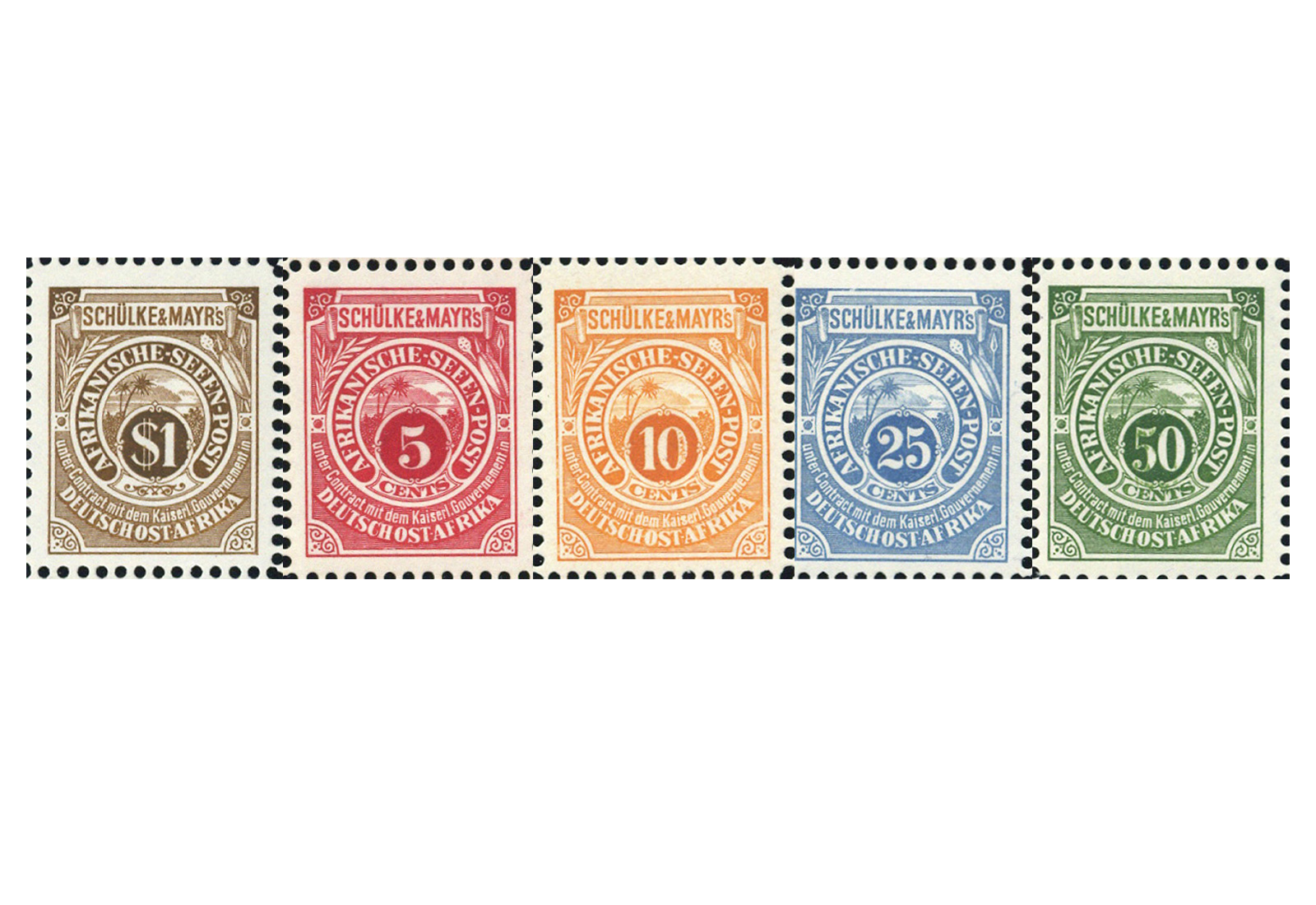 Briefmarken DOA MiNr.: 5 Na a-e ** Dt. Kolonien Ostafrik.Seenpost