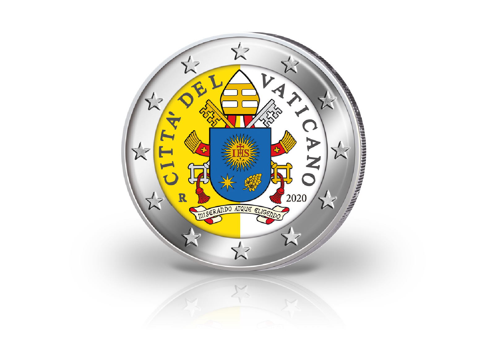 2 Euro 2020 Vatikan Kursmünze mit Farbmotiv