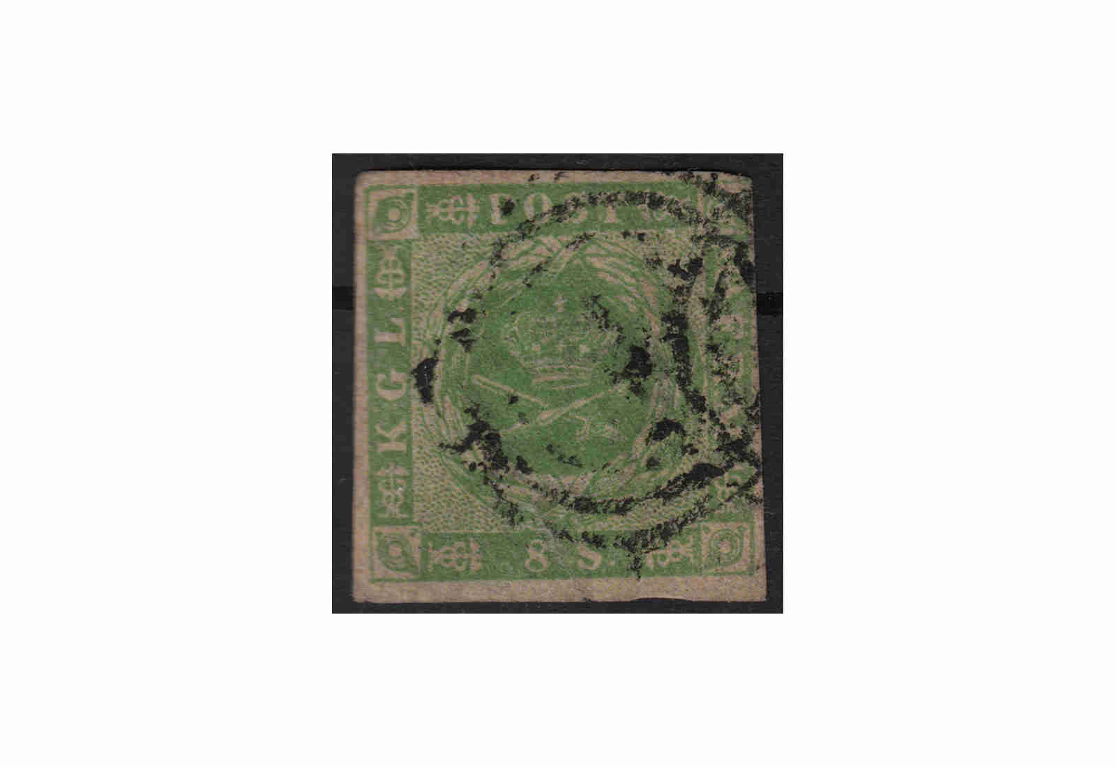 Dänemark Freimarke: Kroninsignien 1854/57 DNK Michel Nr. 6 gestempelt