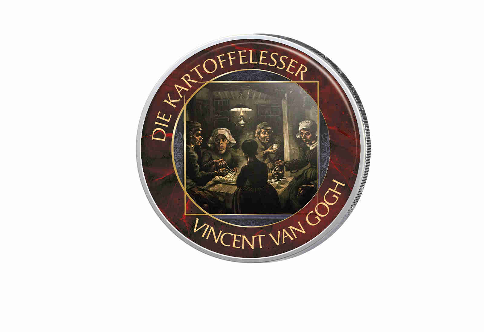 2 Euro mit Farbapplikation Die Kartoffelesser Van Gogh