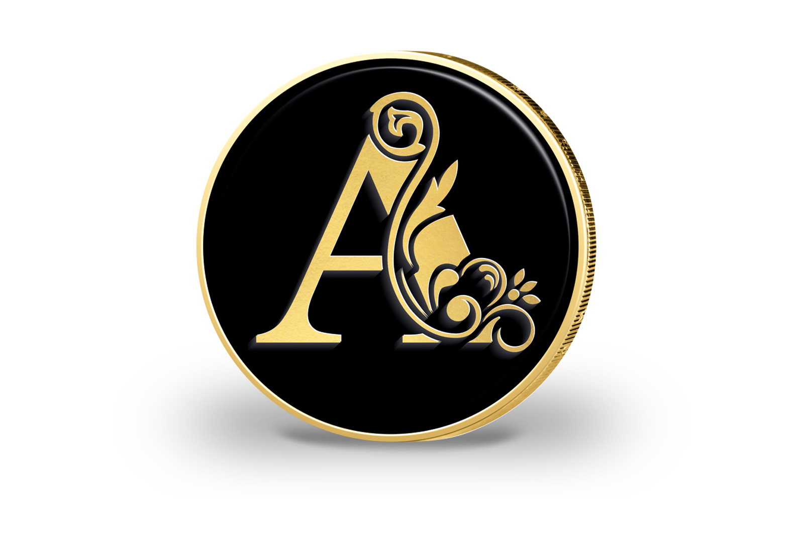 2 Euro vergoldet mit Farbmotiv Buchstabe A