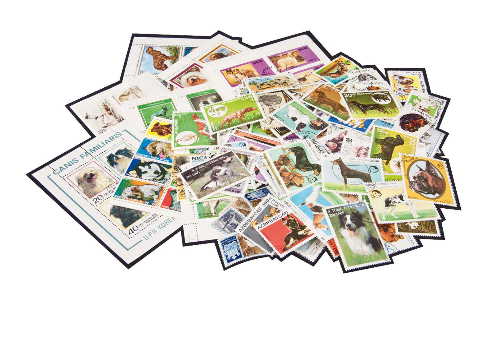 300 Briefmarken Hunde ** und gest.