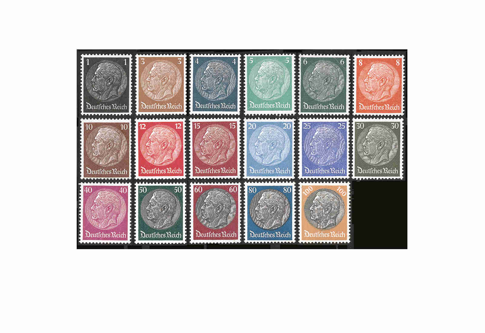 Briefmarken Paul von Hindenburg Deutsches Reich Michel-Nr. 512/528 postfrisch