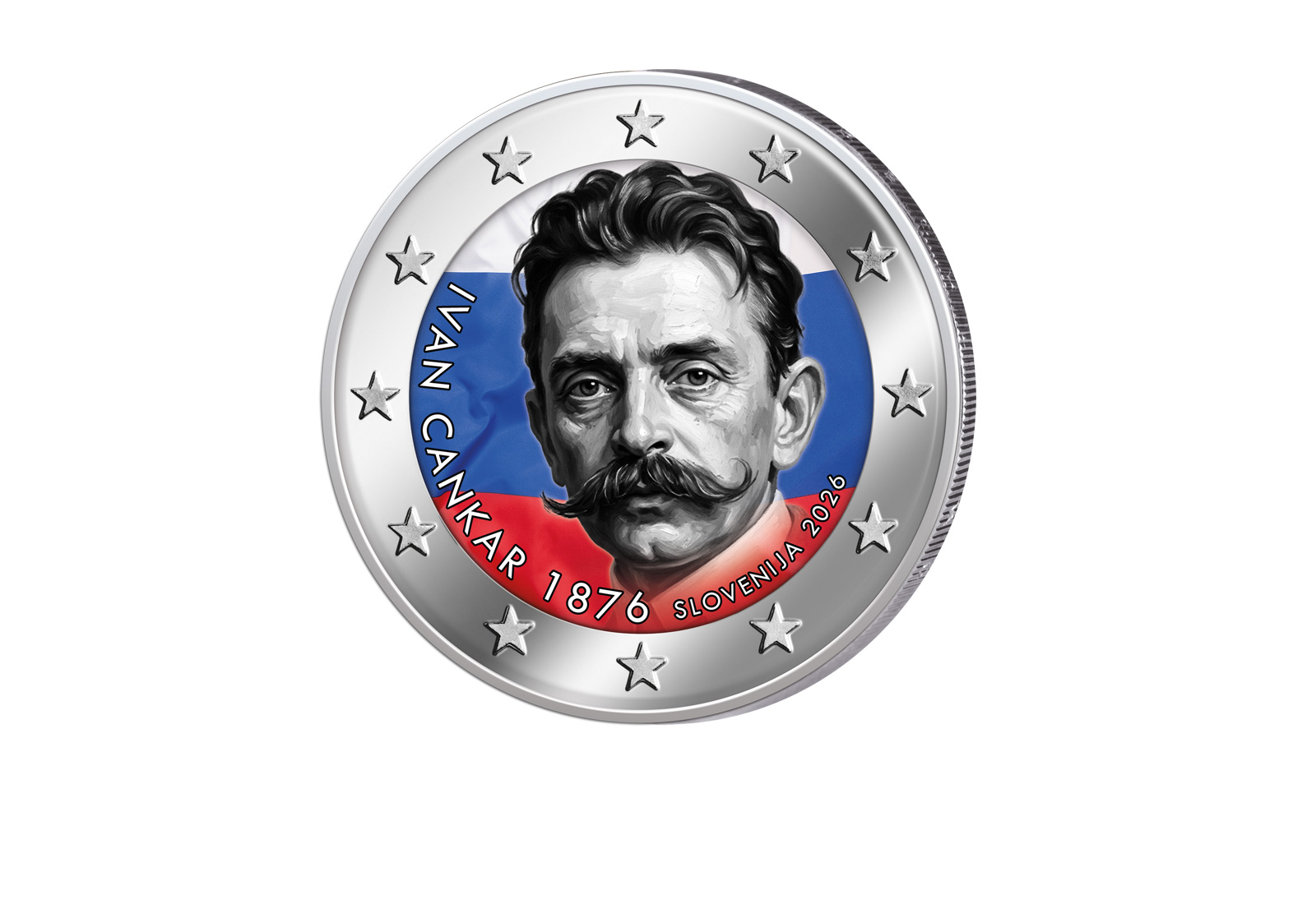 2 Euro 2026 Slowenien 150. Geburtstag Ivan Cankar mit Farbapplikation
