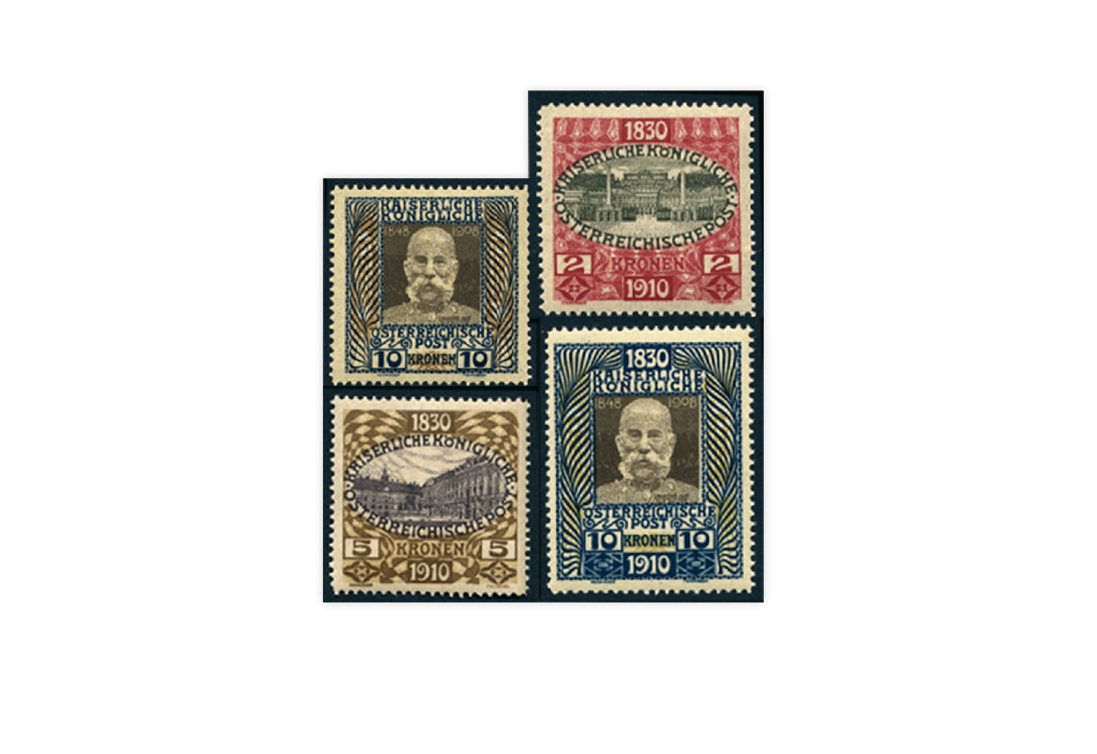 Briefmarken Österreich 1930 Jubiläumsausgaben Kaiser Franz Joseph ANK 156 N + 175-177  N postfrisch