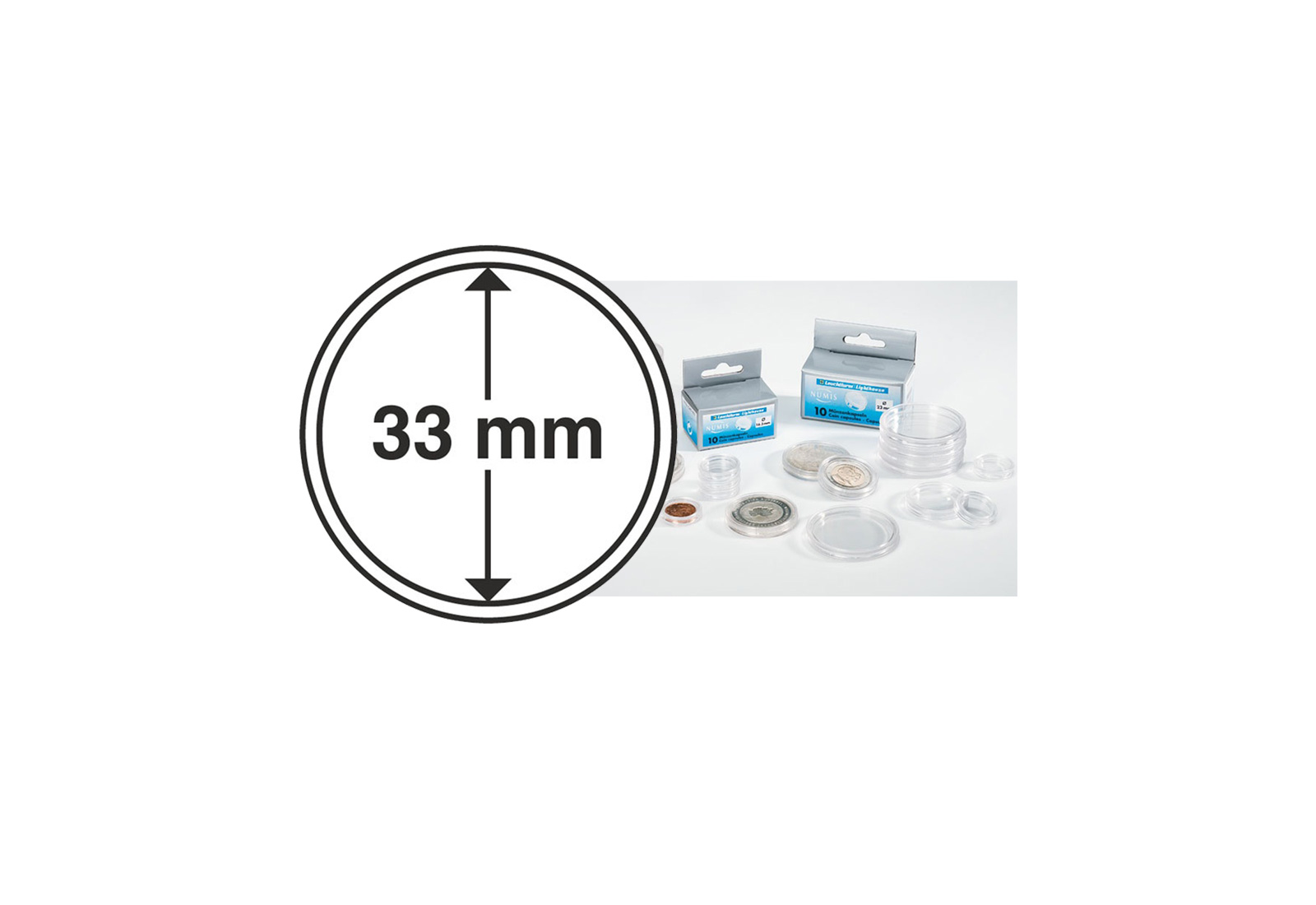 [33 mm] Leuchtturm Münzkapseln im 10er Pack