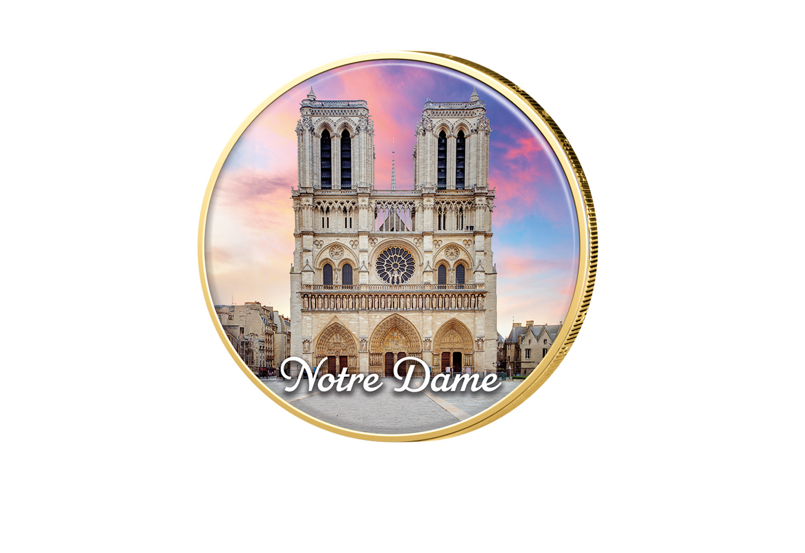 2 Euro vergoldet Notre Dame mit Farbmotiv