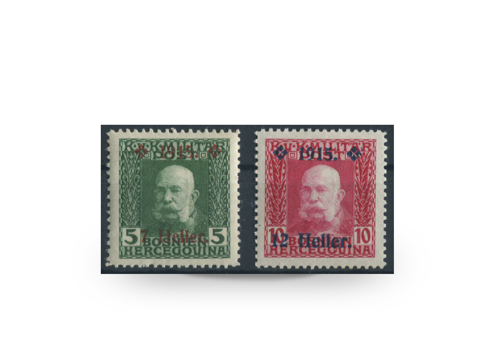 Briefmarke Österreich/Bosnien Herzegowina 1915 Michel-Nr. 93-94 Falz