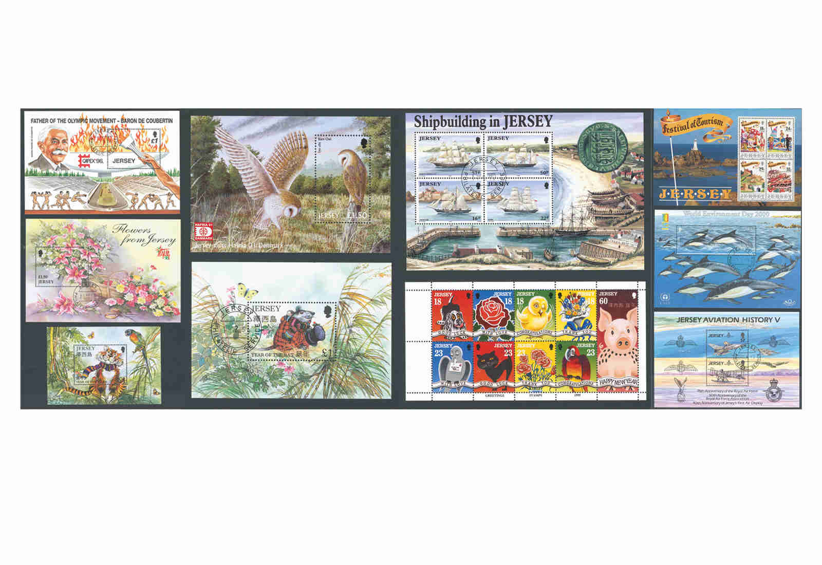 Briefmarken Kollektion Blocks und Kleinbogen Jersey **/gest.
