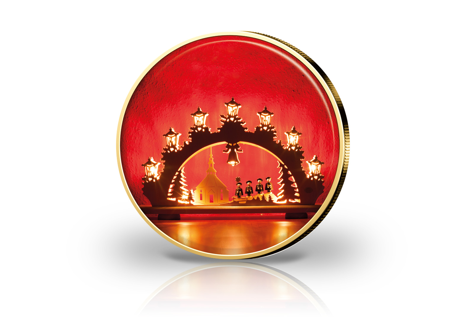 2 Euro vergoldet Weihnachten mit Farbmotiv