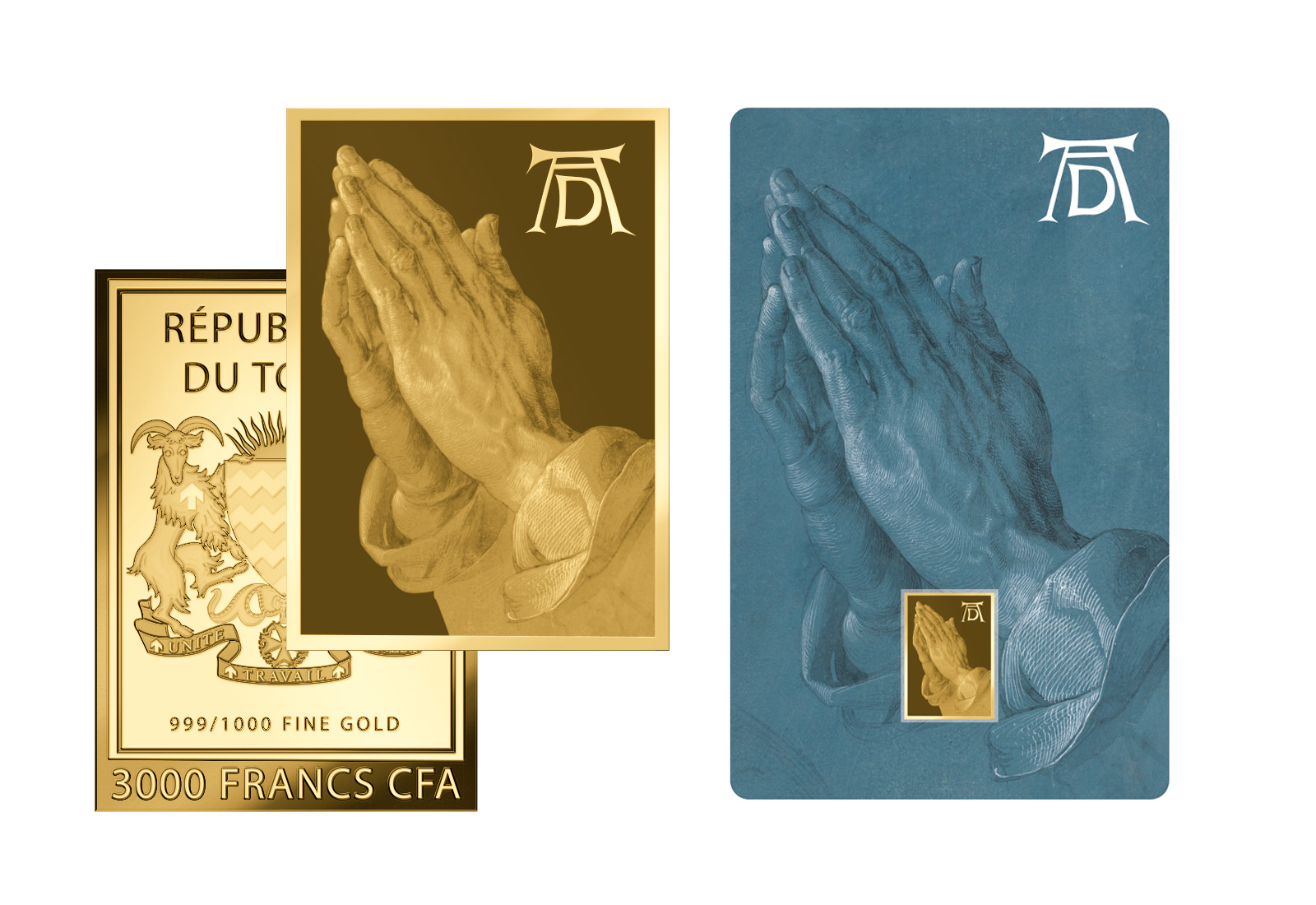 Goldmünze Motiv "Betende Hände - Albrecht Dürer" Coincard 999/1000 Gold Geschenk