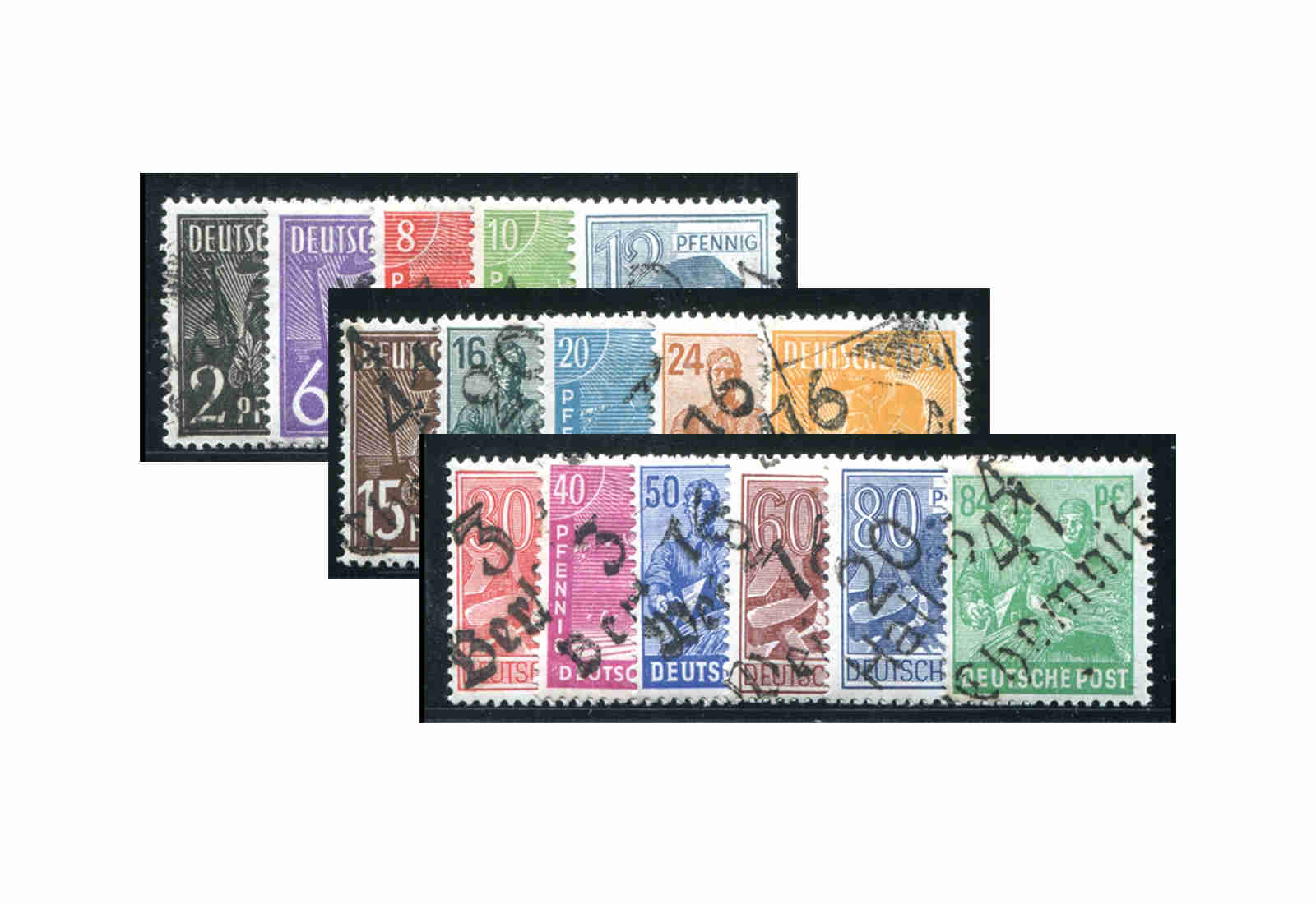 SBZ Bezirkshandstempel 1948 Gemischte Bezirke Mi.Nr. 166/81 (ohne 179) gestempelt geprüft