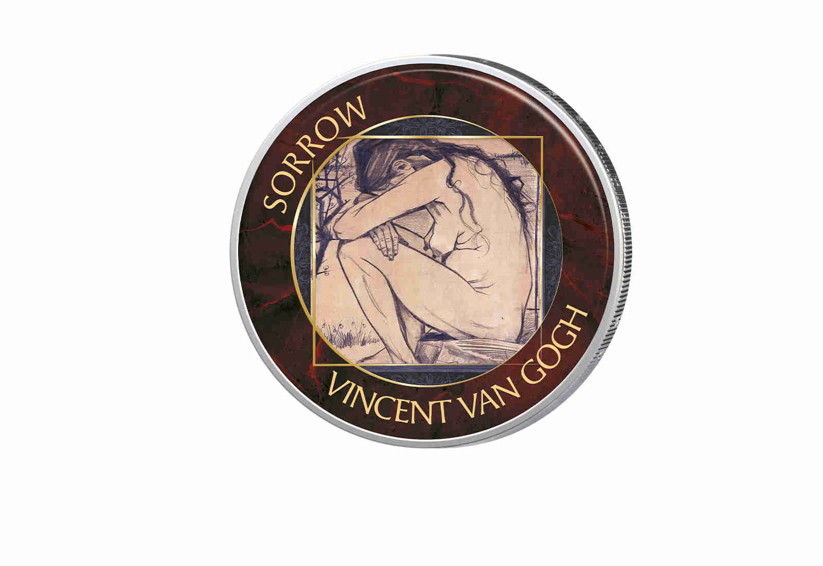 2 Euro mit Farbapplikation Sorrow Van Gogh