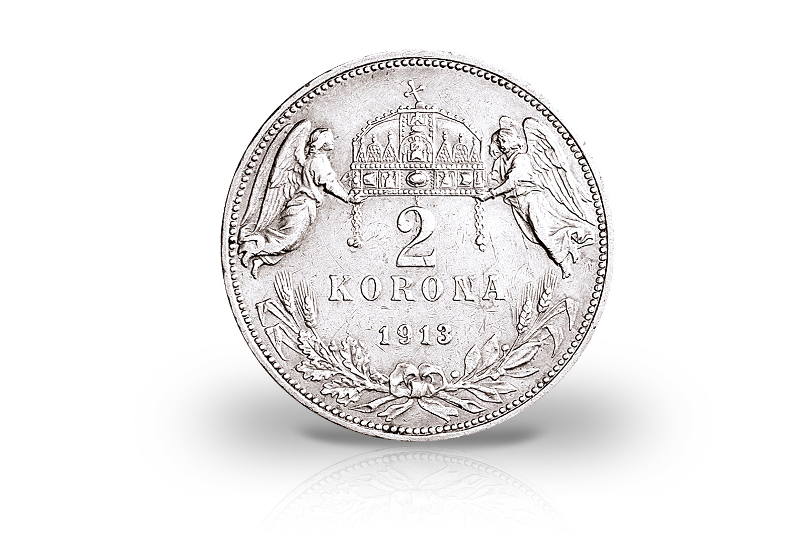 2 Korona Silbermünze 1912-1914 Österreich Kremnitzer Engel Franz Joseph I.