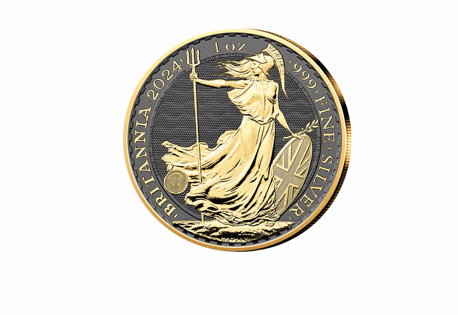 Britannia 1 oz Silber 2024 Großbritannien mit Ruthenium und 24 kt Goldapplikation