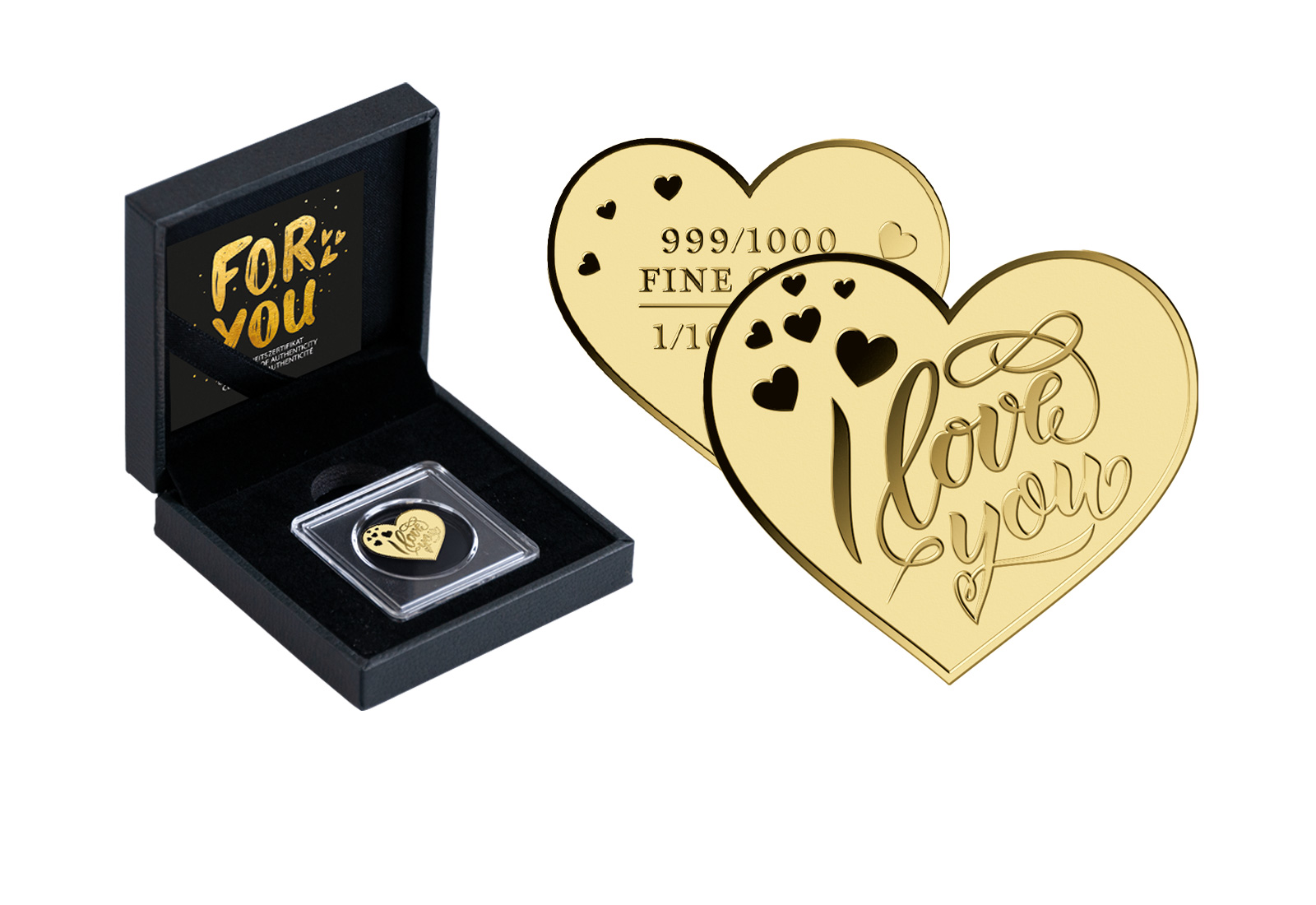 Goldausgabe Motiv "I Love You" 999/1000 Gold Geschenk