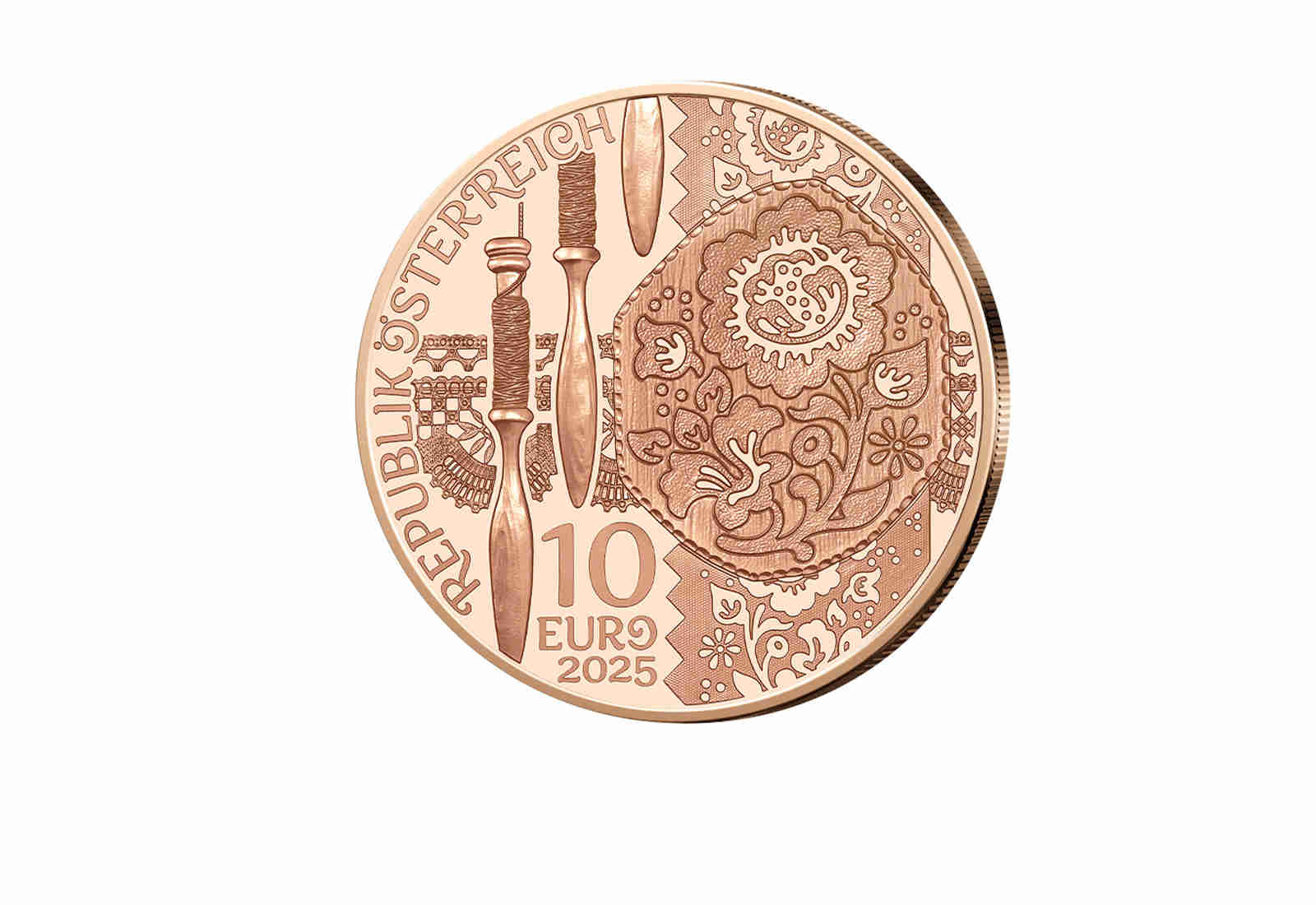 10 Euro Kupfermünze 2025 Österreich Aufdirndln - Leinen