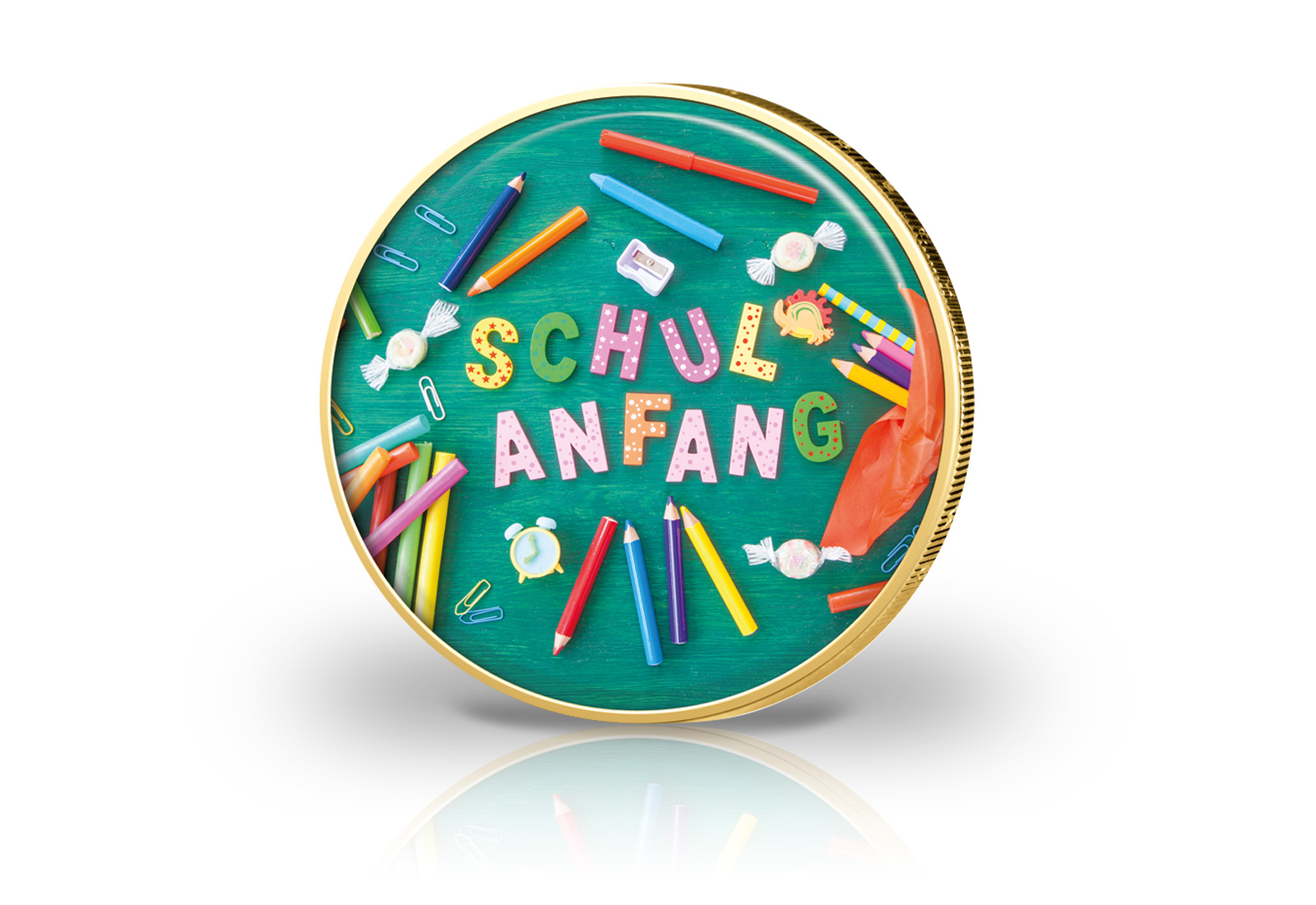 2 Euro vergoldet Einschulung II mit Farbmotiv