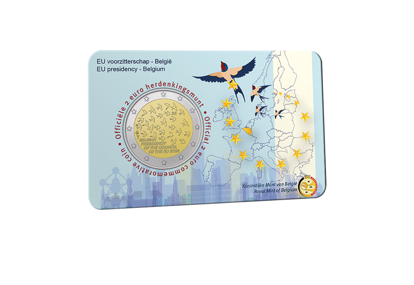 2 Euro Belgien 2024 EU-Ratspräsidentschaft in Coincard st