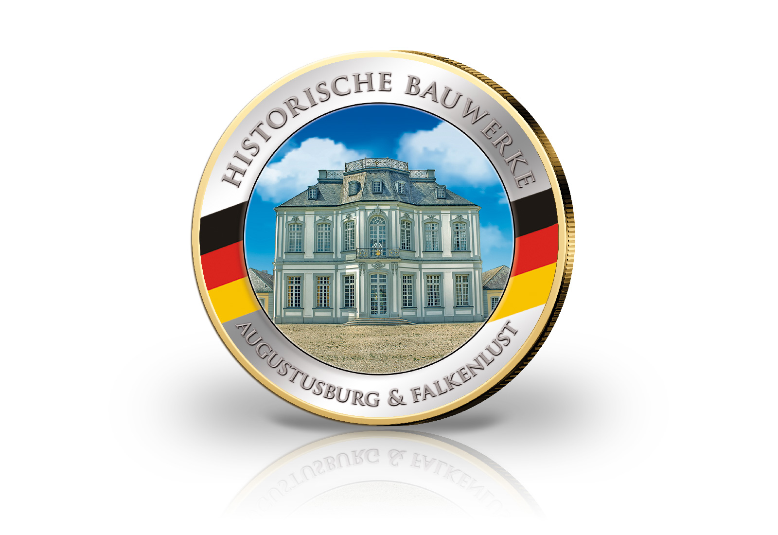2 Euro Schloss Augustusburg und Falkenlust veredelt mit 24 Karat Goldauflage