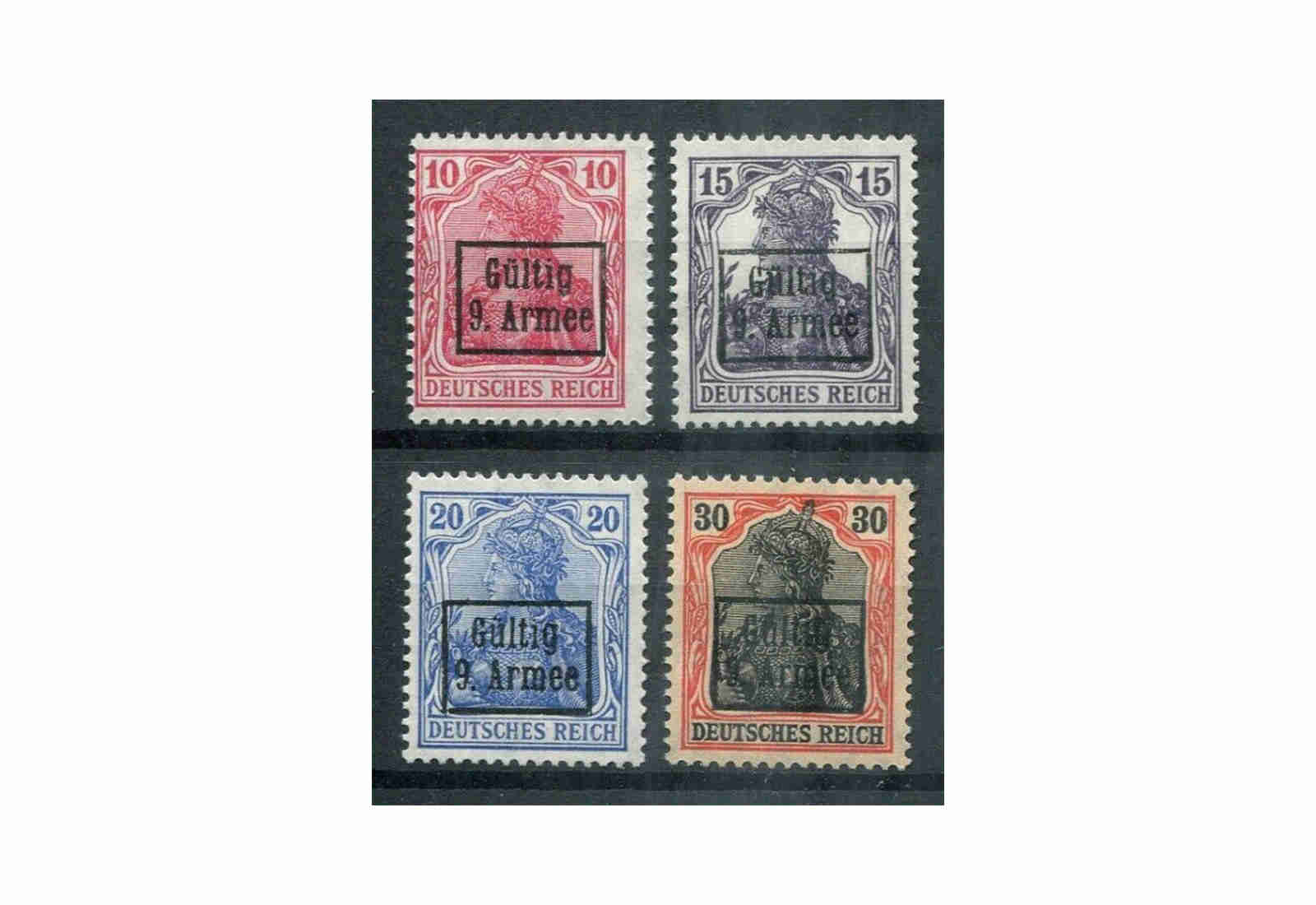 Briefmarken Etappengeb. 9. Armee Dt. Besetzung Mi: 1-4**