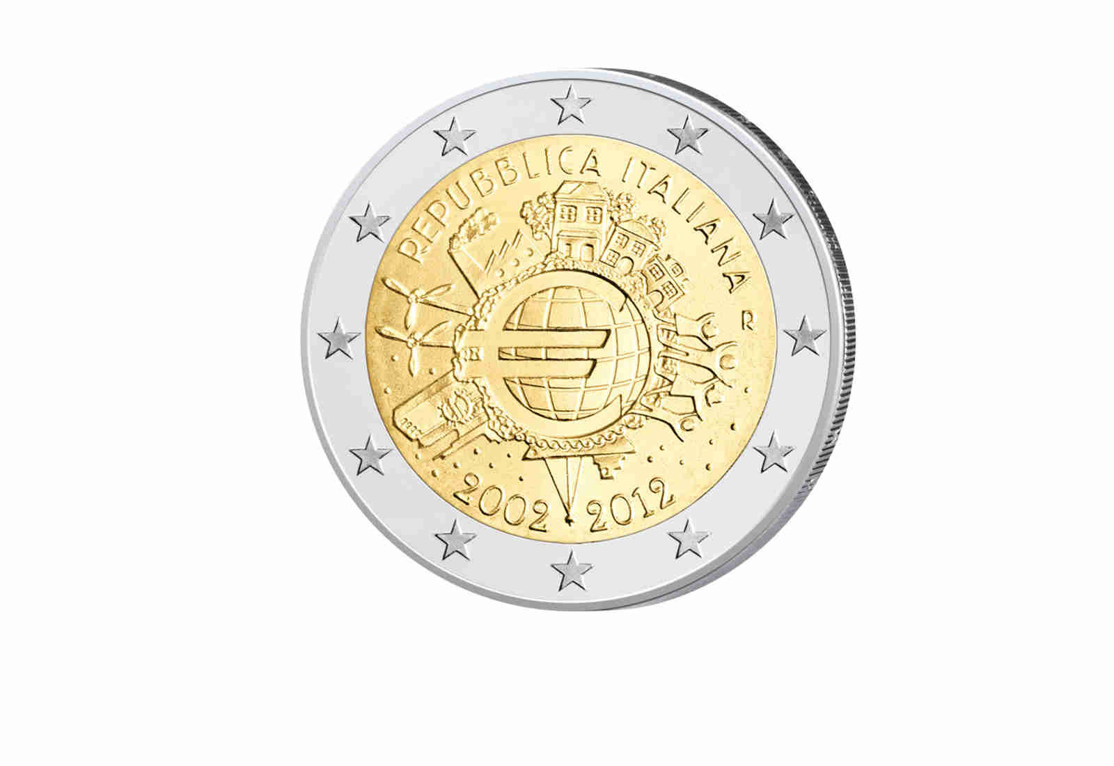 2 Euro 2012 Italien 10 Jahre Bargeld Gemeinschaftsausgabe bfr.