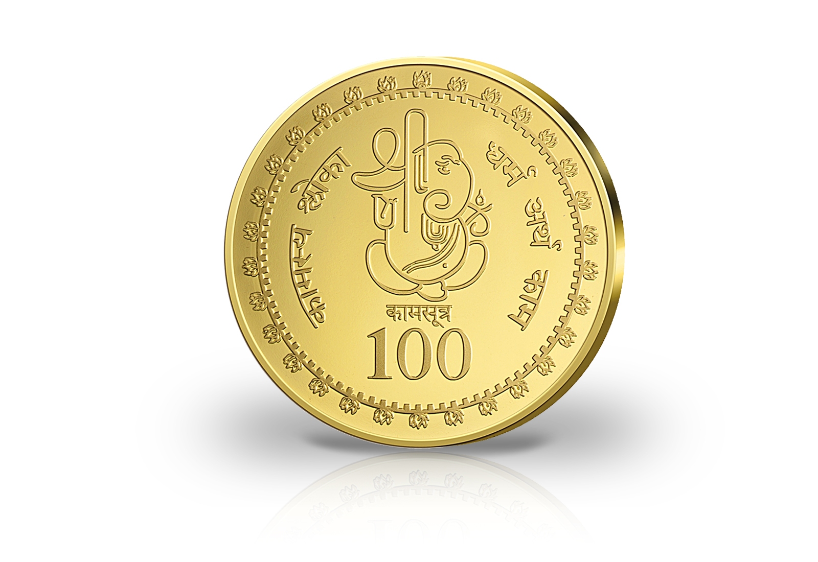 Sammlermünze Kamasutra Farbprägung Tempelstellung mit Goldauflage