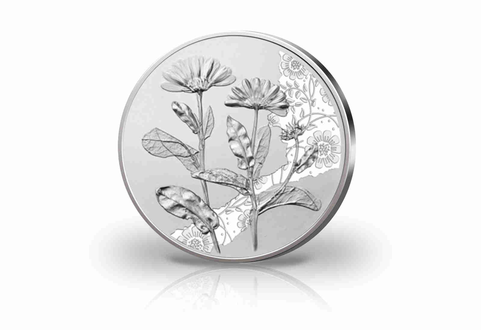 10 Euro Silbermünze 2022 Österreich Ringelblume Mit der Sprache der Blumen hgh
