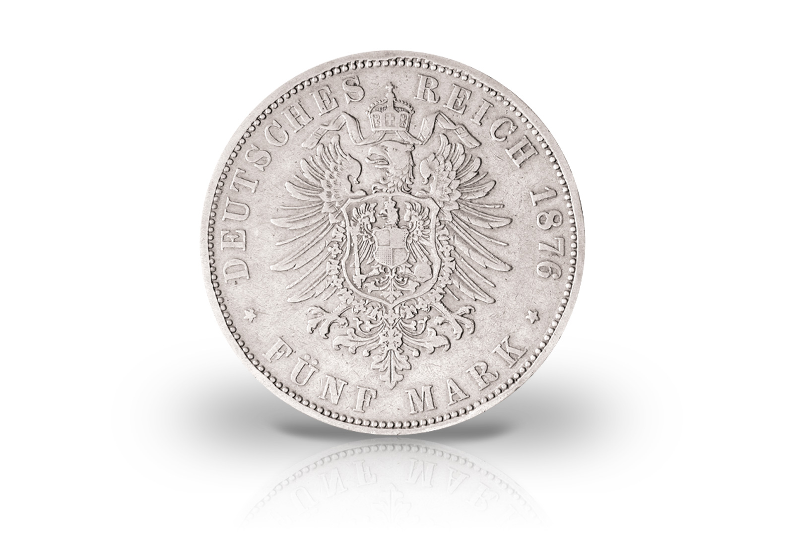 5 Mark 1874-1888 Deutsches Kaiserreich Württemberg König Karl Jaeger-Nr. 173