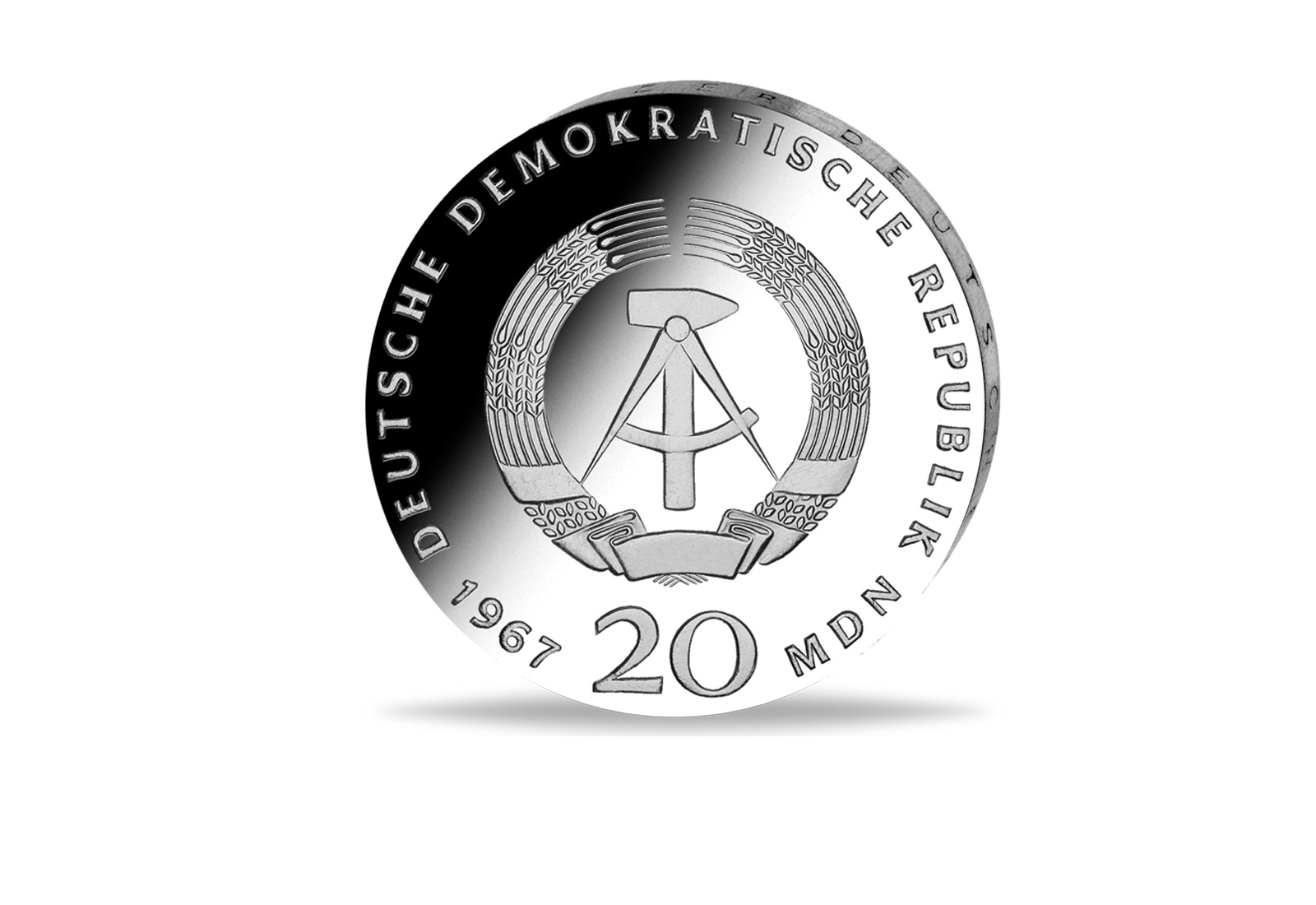 DDR 20 Mark Probe 1967 200. Geburtstag Wilhelm von Humboldt J.1520F1 veränd. Randschrift st