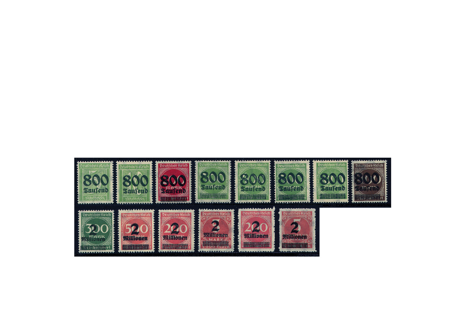 Briefmarken Deutsches Reich Notausgaben der Hochinflation 1923 Michel-Nr. 301/12 postfrisch
