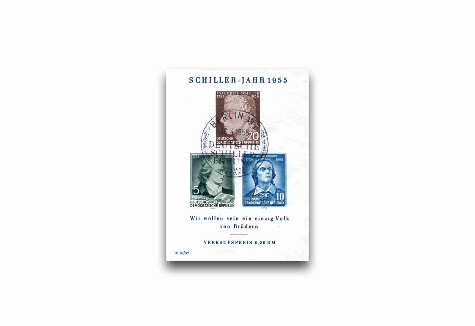 DDR Block 12 gestempelt Schiller-Jahr 1955