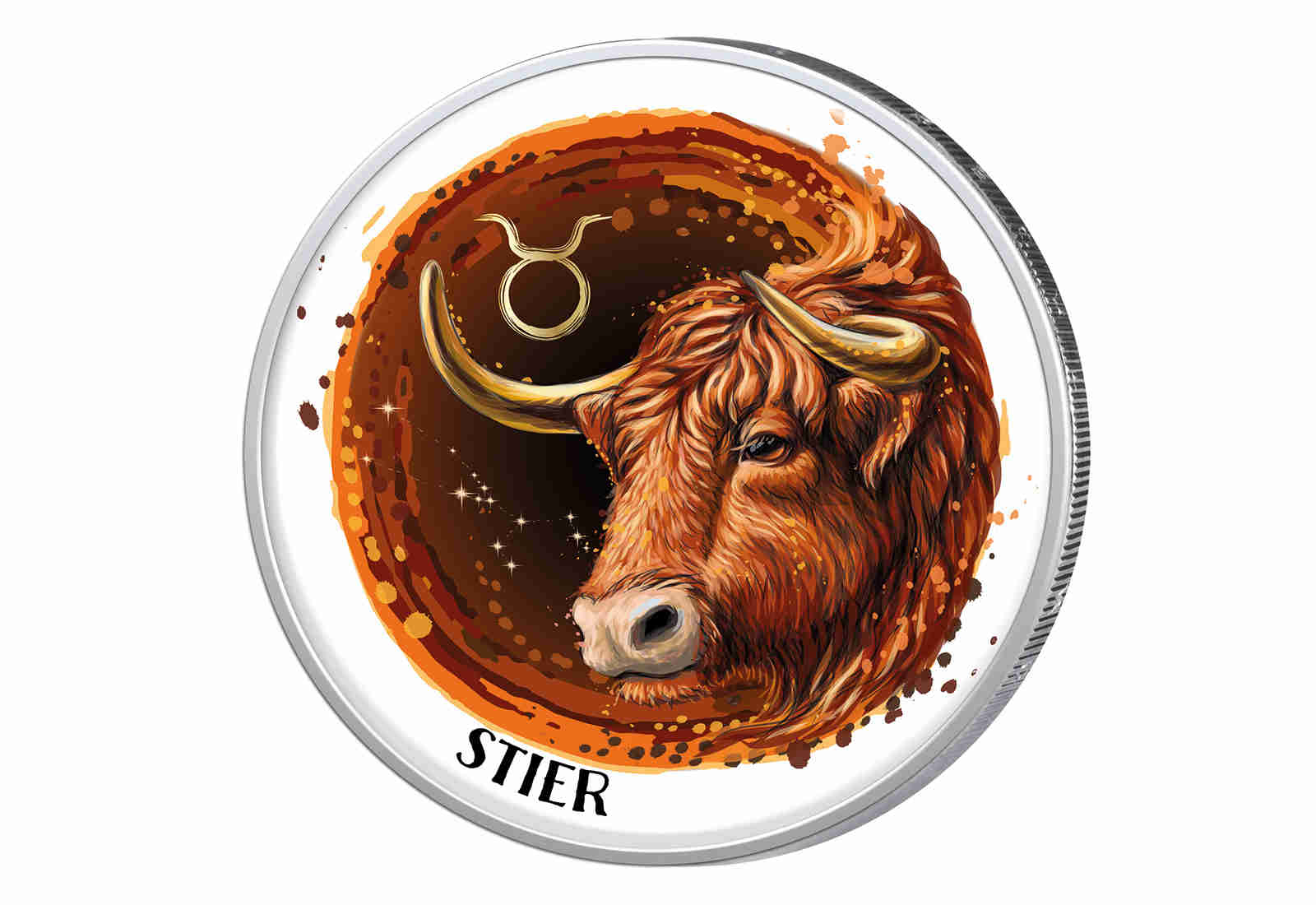 2 Euro mit Farbapplikation Sternzeichen Stier