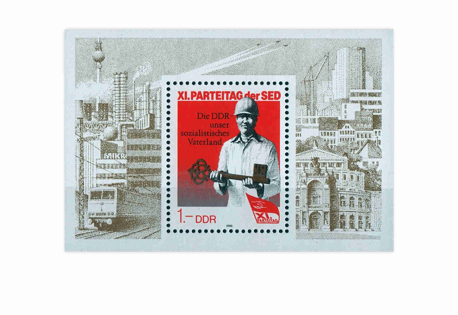 Briefmarke DDR XI. Parteitag der SED 1986 Block 83 gestempelt