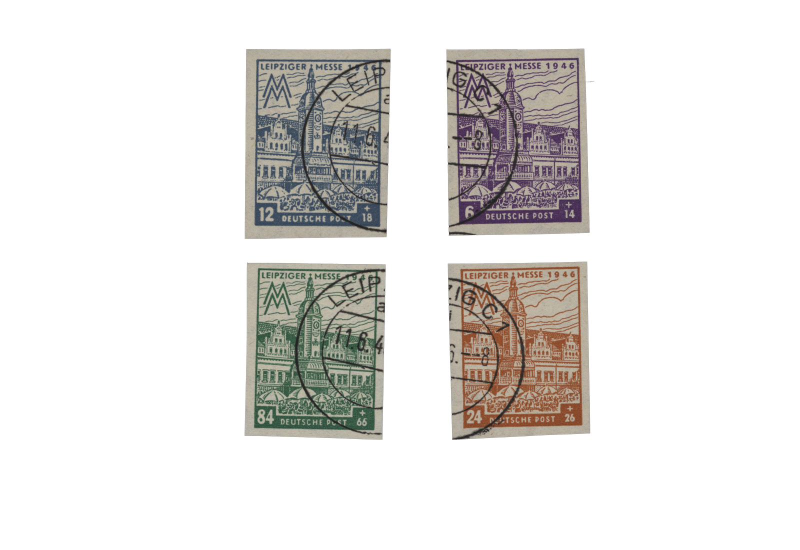 SBZ Leipzig Messe 1948 - MiNr. 162-164 BX + 165 BYb gestempelt