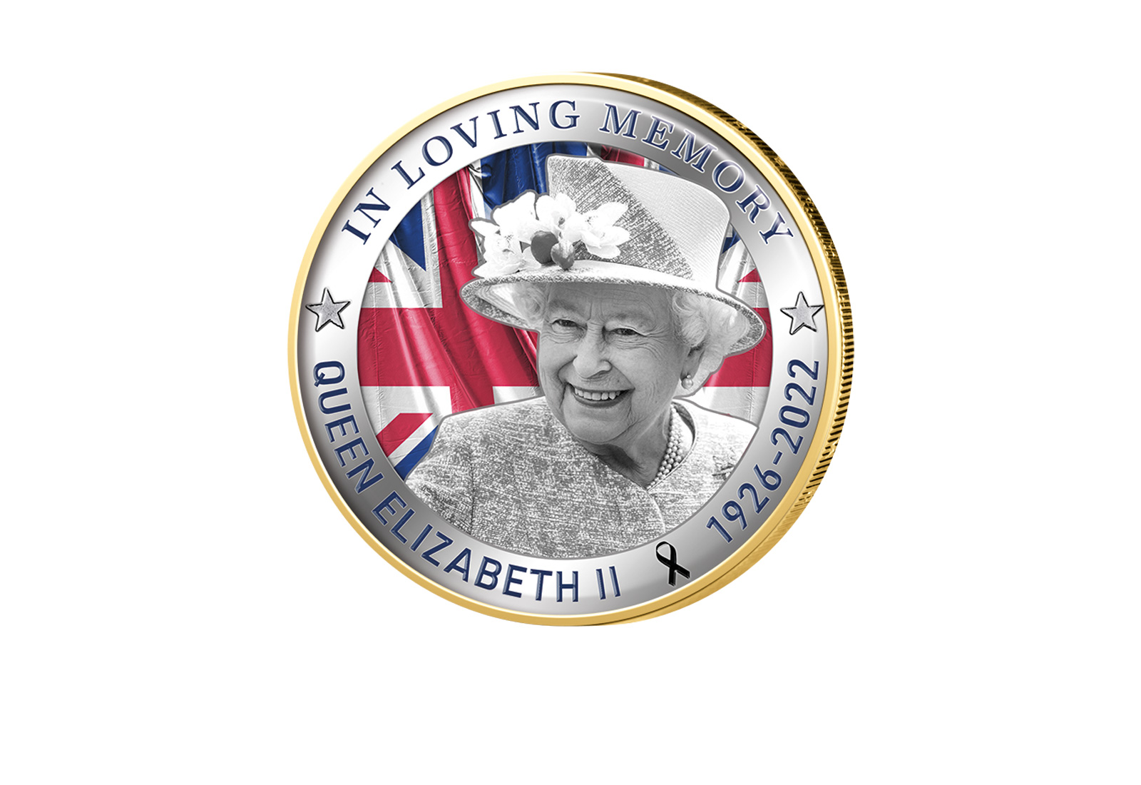 2 Euro vergoldet Gedenken an Queen Elizabeth II. mit Farbmotiv