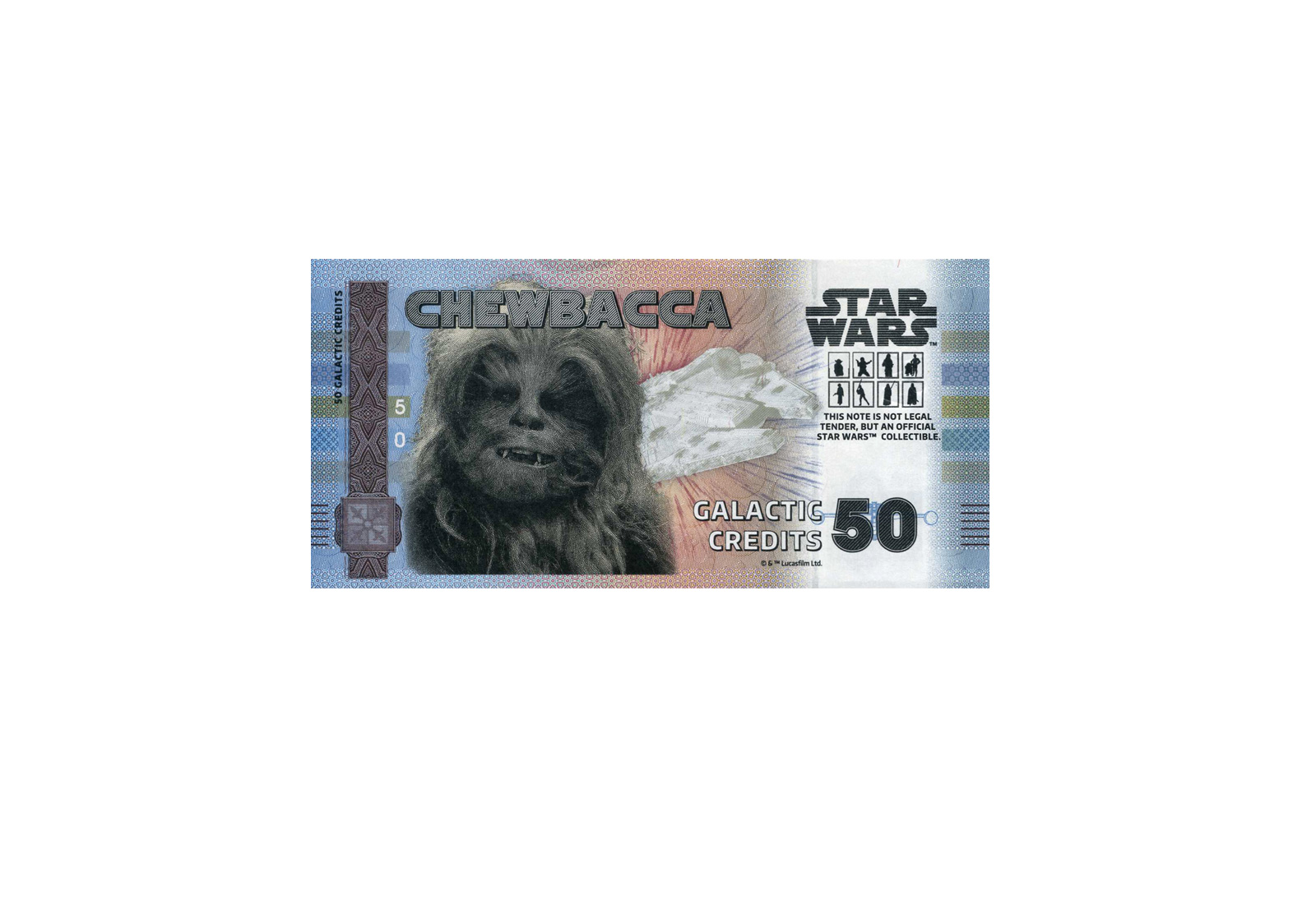Souvenir 50 Galactic Credit Chewbacca in Klappkarte Star Wars Serie
