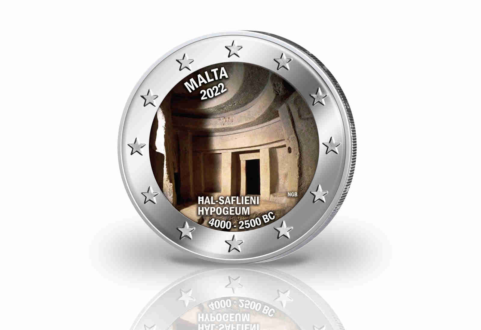 2 Euro 2022 Malta Hypogäum von Hal-Saflieni mit Farbmotiv