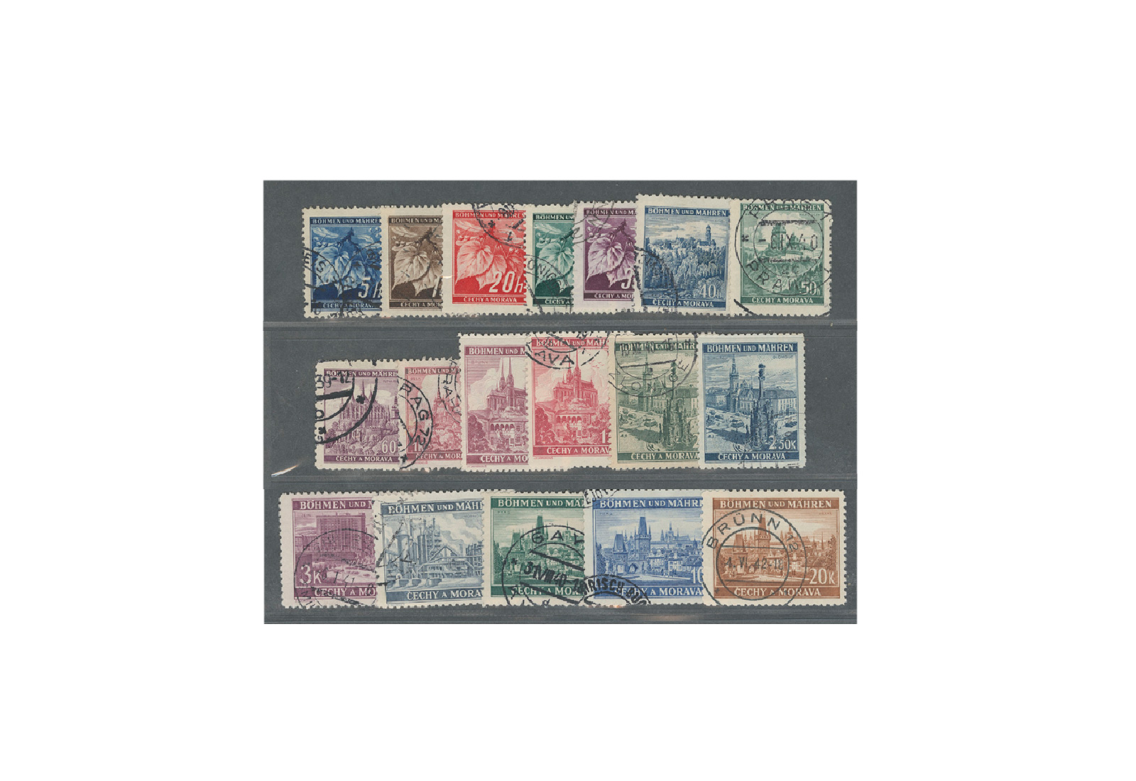 Briefmarken Böhmen und Mähren Michel Nr. 20 - 37 gestempelt