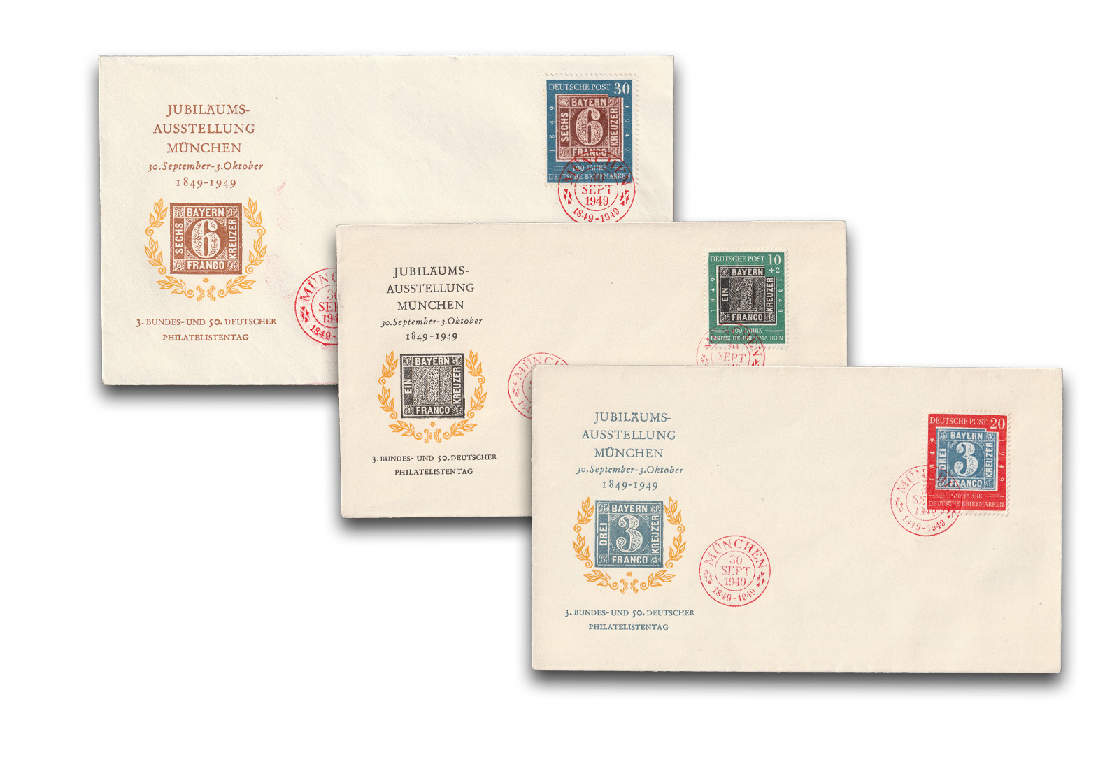 BRD Mi.Nr. 113/15 FDC 3 Ersttagsbriefe
