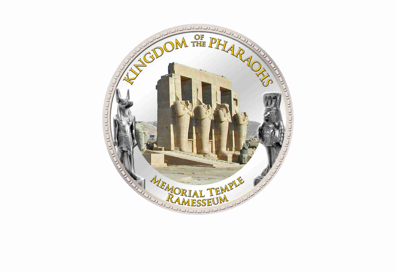1 Pfund Ägypten Ramesseum Tempel, 999,9 Goldauflage mit Farbmotiv