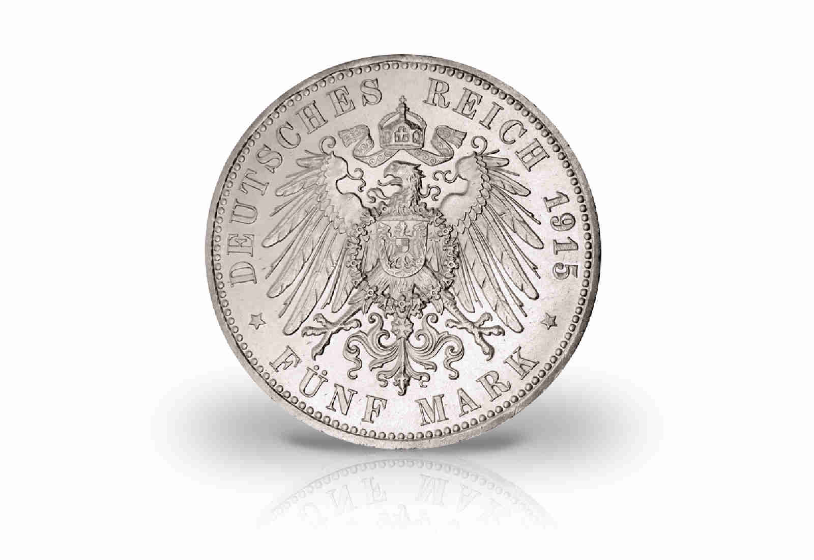 5 Mark 1915 Deutsches Kaiserreich Braunschweig  Herzog Ernst August Jaeger-Nr. 56
