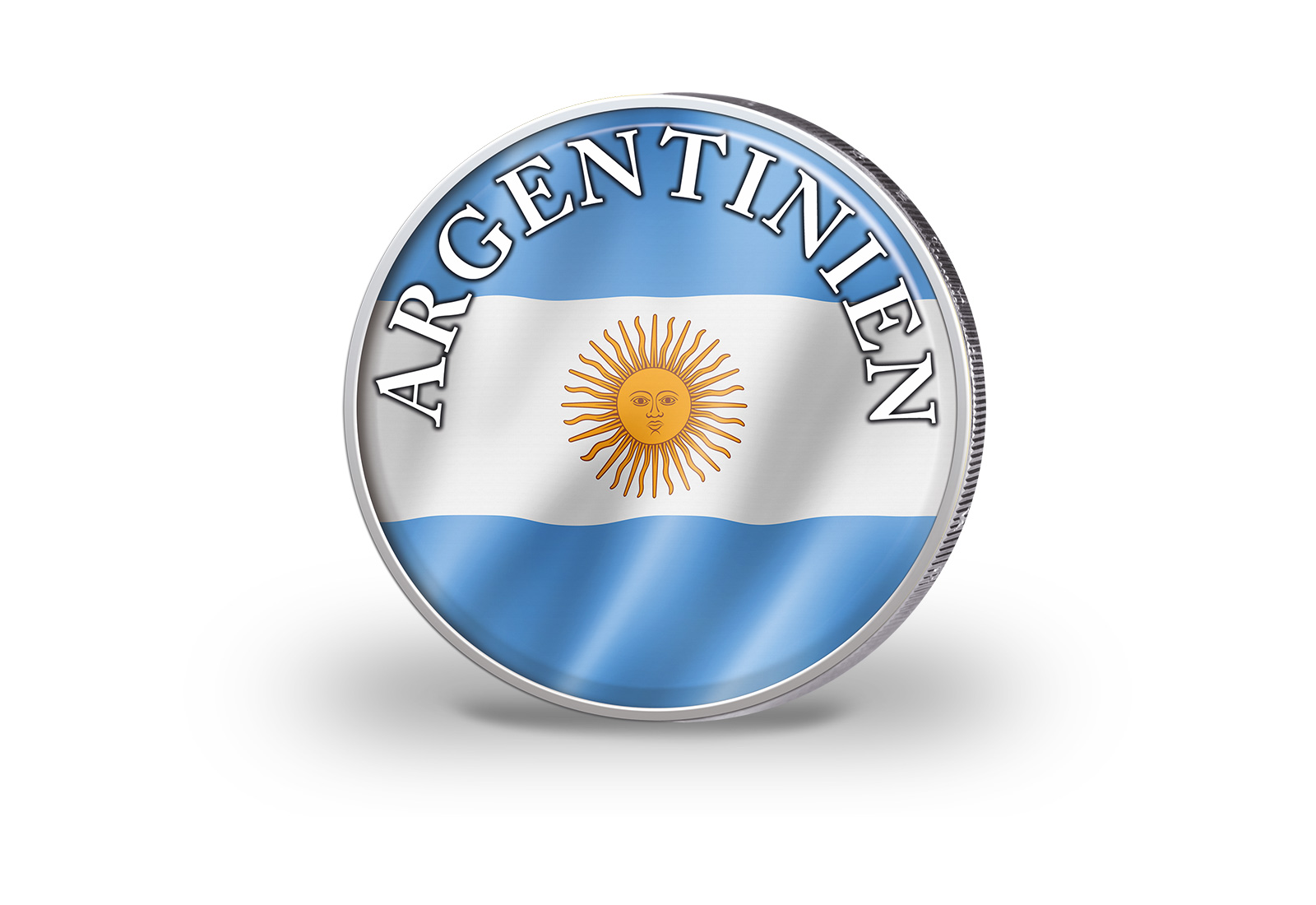 2 Euro vergoldet Argentinien Flagge mit Farbapplikation