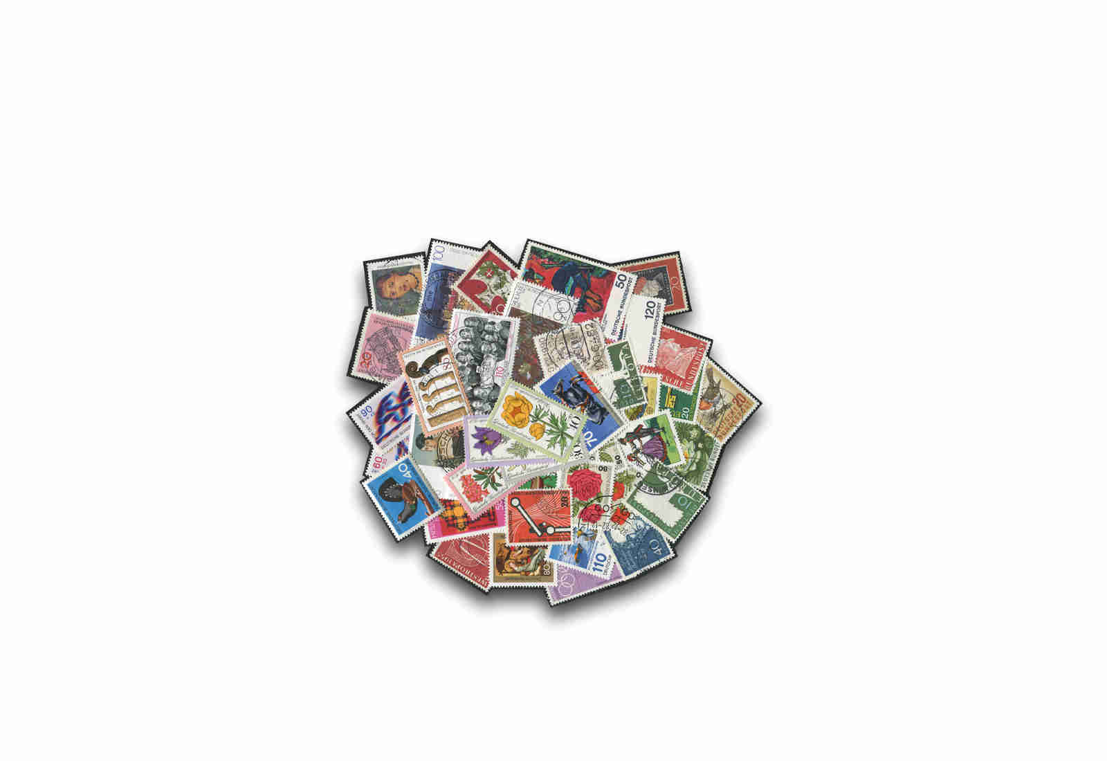 BRD Selbstklebende 50 Marken postfrisch und gestempelt