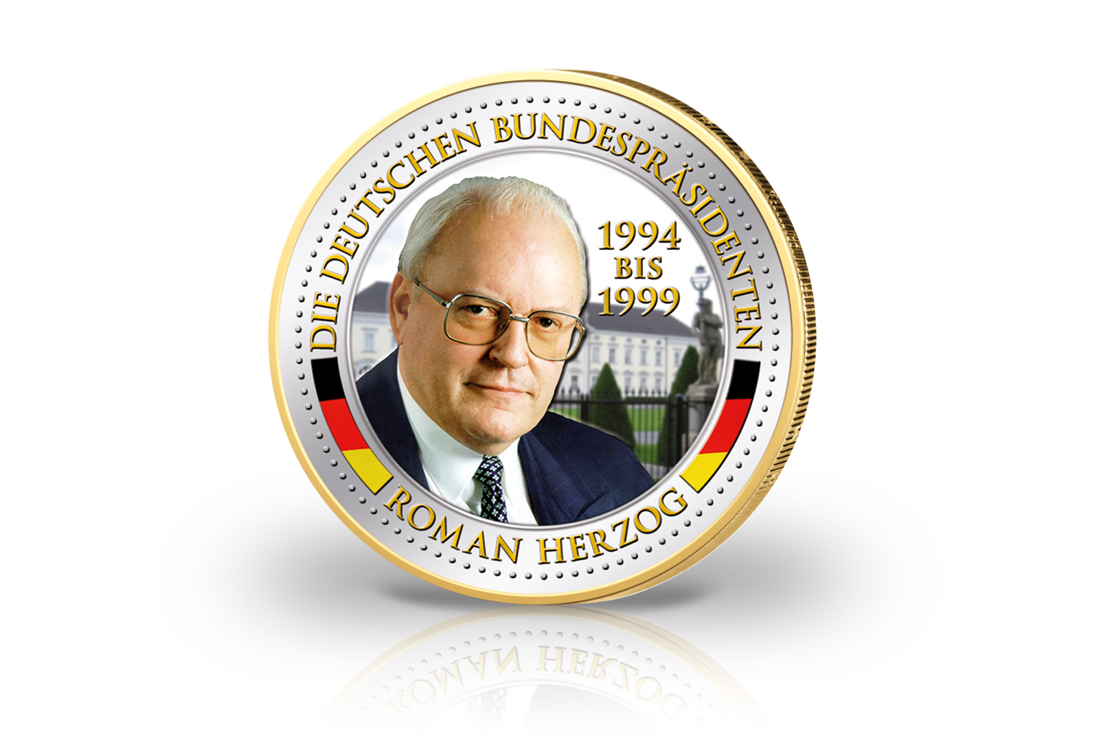 2 Euro vergoldet Deutsche Bundespräsidenten Roman Herzog mit Farbmotiv
