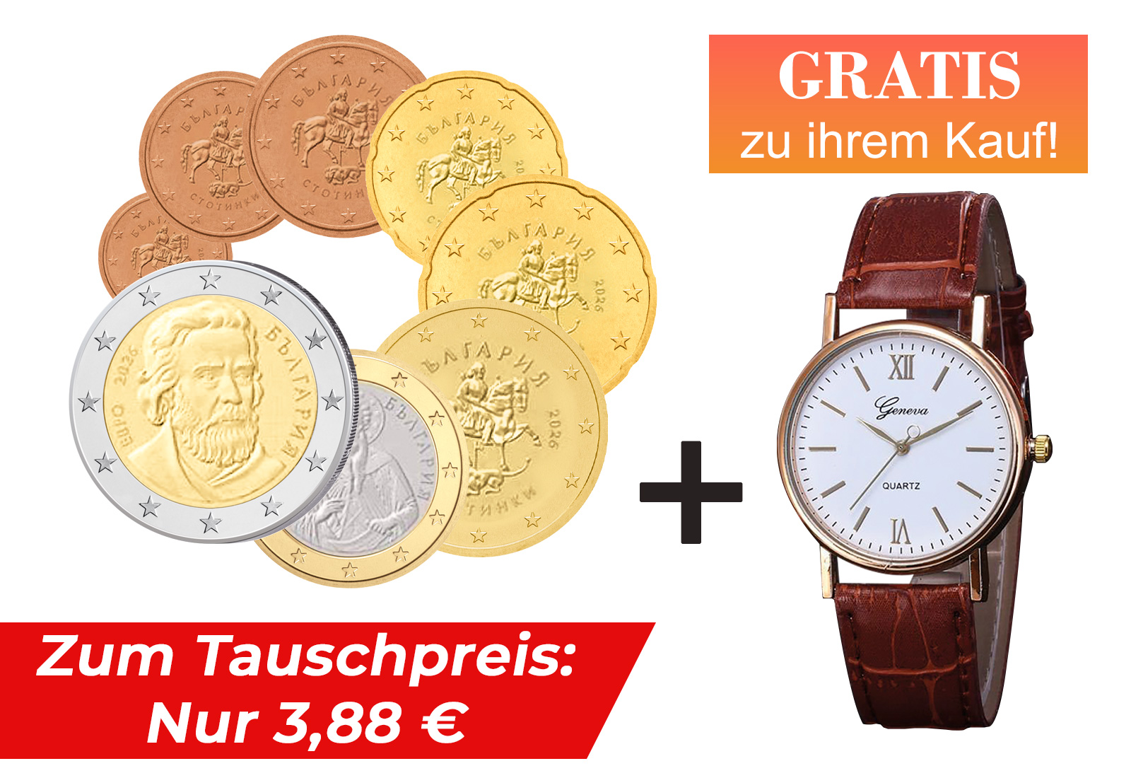 Erster offizieller Eurosatz 2026 + Luxus-Armbanduhr GRATIS