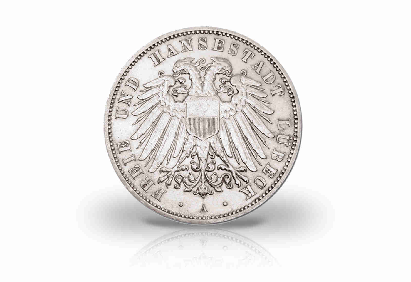 5 Mark 1904-1913 Deutsches Kaiserreich Lübeck Wappen Jaeger-Nr. 83